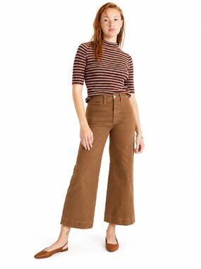Madewell Emmett Wide-Leg Crop Pants Rust Brown Orange Size 28